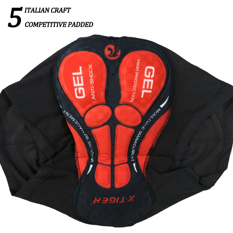 X-Tiger Short de cyclisme en maille respirante antichoc sous-vêtements 5D Pro épaissie Gel Pad Short de cyclisme