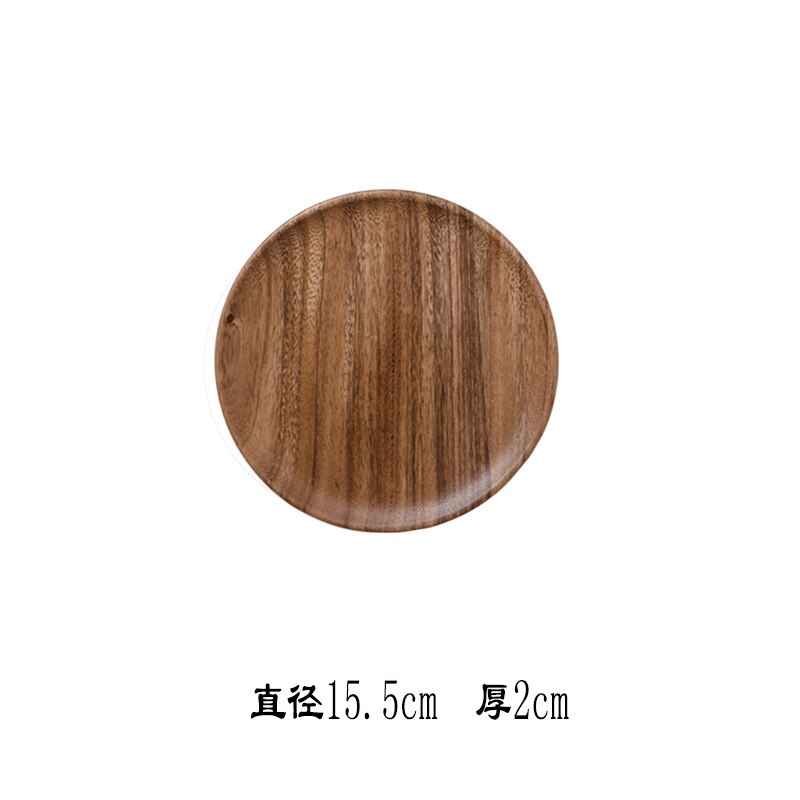 Black walnut tray disk log wooden tableware fruit plate dinner plate dessert plate: 15cm Thickness 2cm