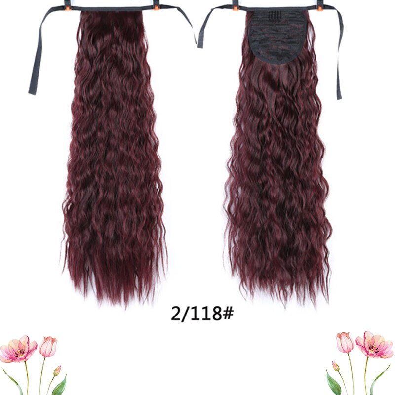 DIANQI Long Wavy Clip In One Piece Synthetic Hair Extension Ponytail Drawstring False Ponytail Wig With Hairpins: 2I188
