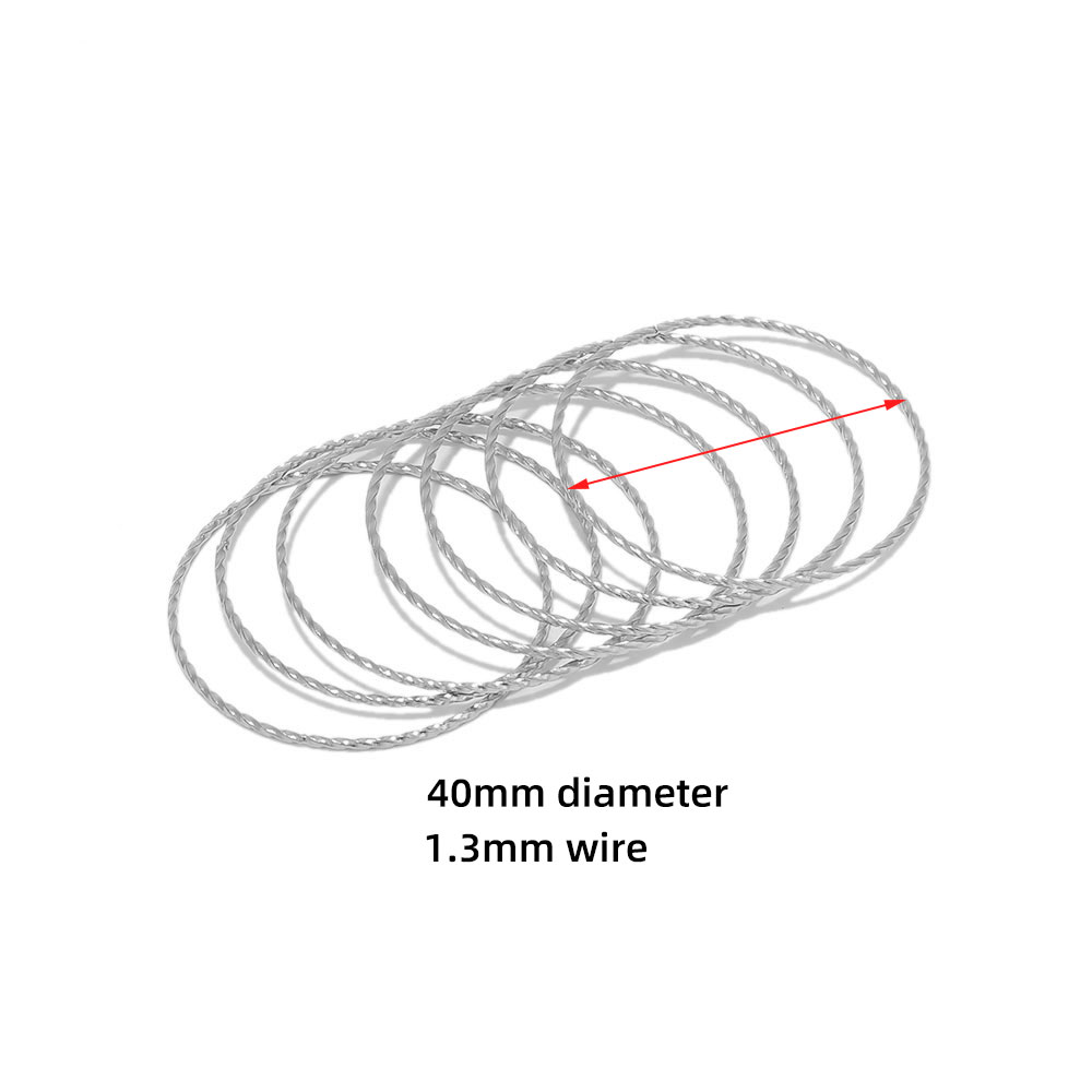 10 Uds. De pendientes de acero inoxidable, aros retorcidos, círculos en espiral, alambre para oreja, colgantes, conectores, suministros de joyería DIY: Gris