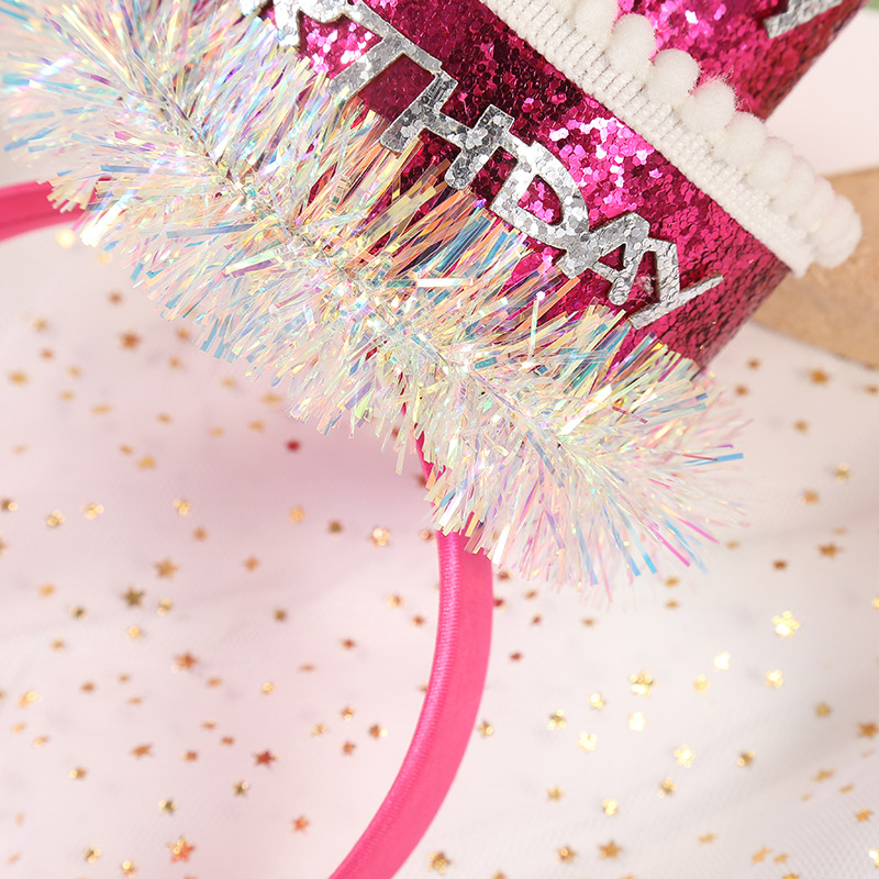 Diadema de feliz cumpleaños para niña y mujer, diadema para pastel, corona para , accesorios para el cabello, rosa brillante, roja