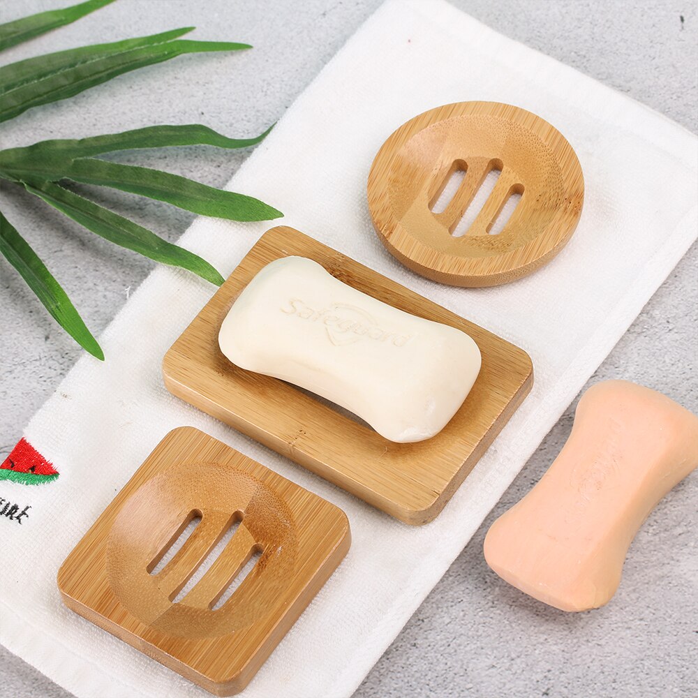 Bath Shower Soap Holder Wooden Soap Tray Drainer Dishes Drain Bamboo Box Sanitary Ware Suite Bathroom Supplies Bathroom Hardware