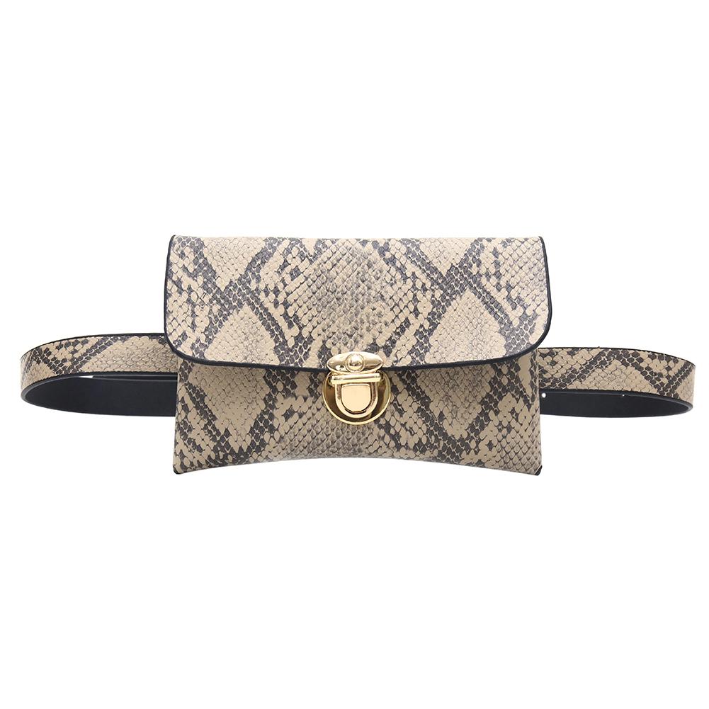 Frauen Taille fanny Gürtel Packungen PU Leder Schlange drucken Crossbody Brust Taschen: Beige