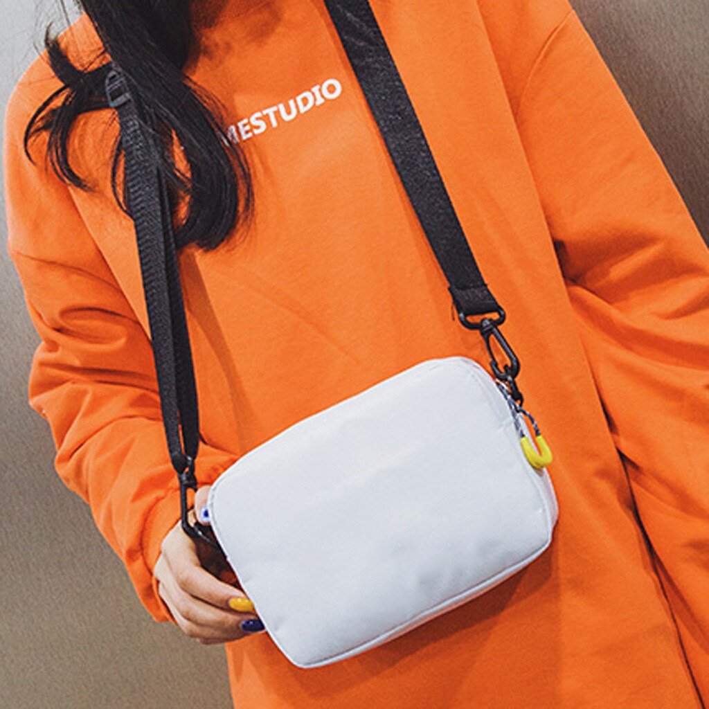 Kvinner skulderveske ren farge tilfeldig tote utendørs bag canvas håndveske glidelås messenger bags sac main femme  #t1p: Hvit