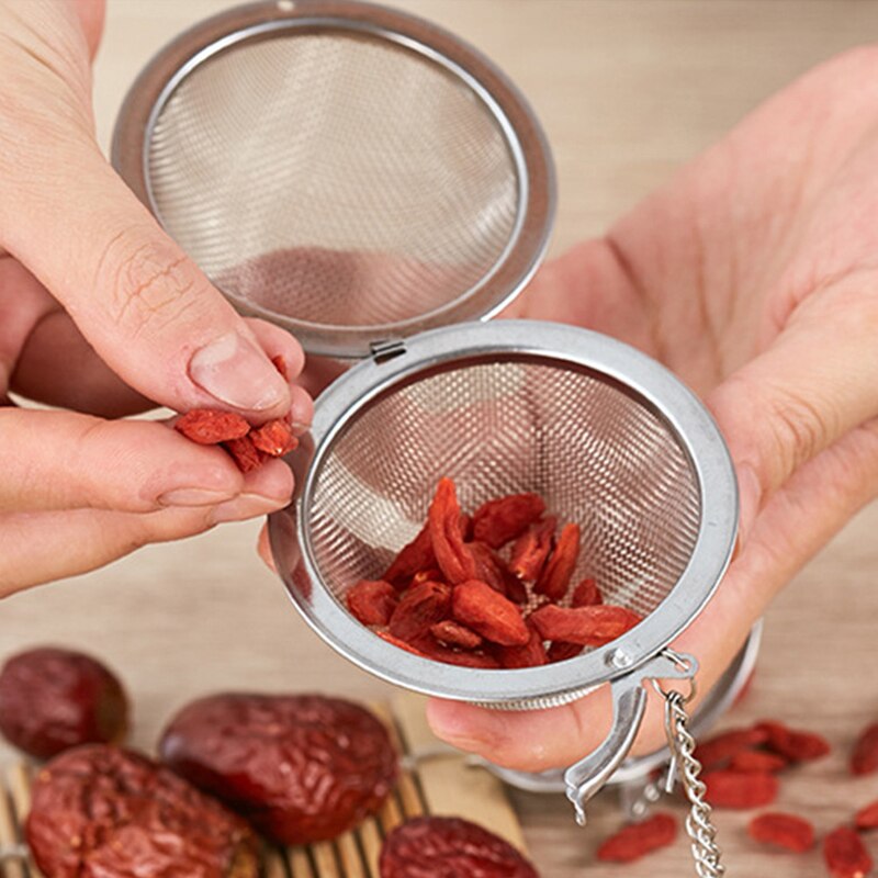Bolas de malla de acero inoxidable para infusiones de tetera, esférico, filtro de malla multifunción, Té suelto, filtro de hojas, bolsas para condimentos de alimentos