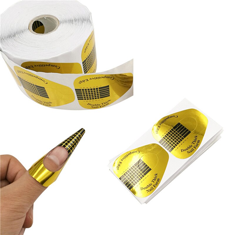 100 Pcs Professionele Nail Forms Extension Gids Sticker Acryl U-vorm Nail Art Folies voor Poolse Gel Franse Tips gereedschap