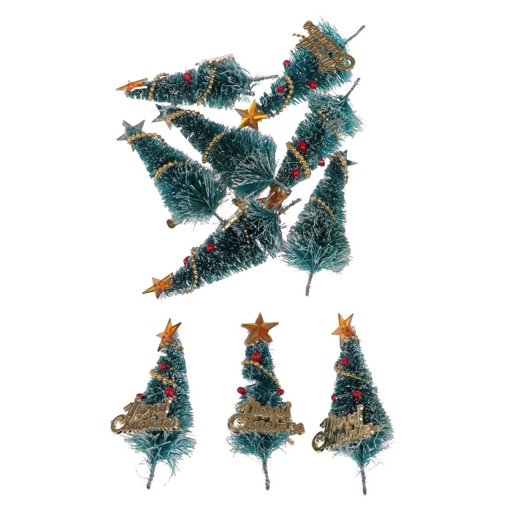 10 Pieces 6.5cm Christmas Tree Doll Toy Dollhouse Miniature Room Items Xmas Ornaments Accessories