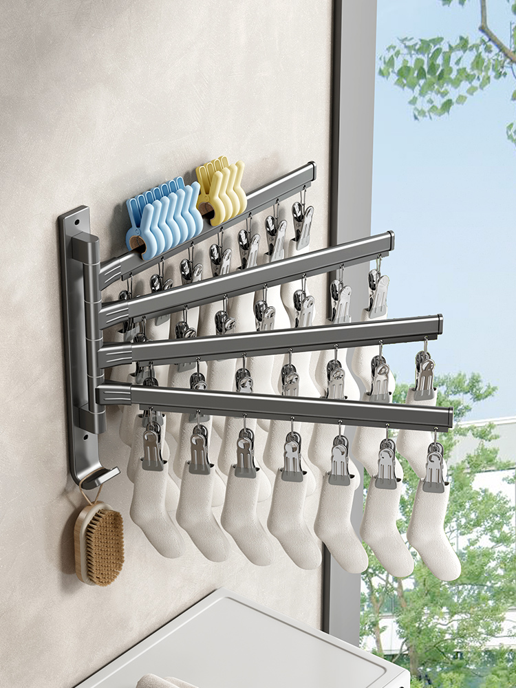 Ganchos de pared para baño, colgador de estante, barra de toalla, toallero plegable, varillas para ropa, calcetines para balcón, sujetador, colgador de toallas, accesorios de baño