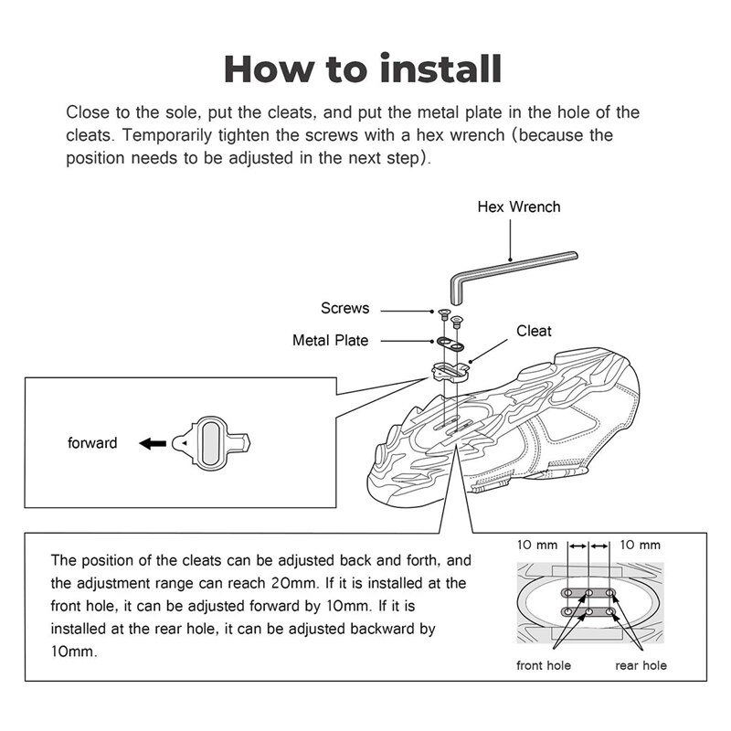 Bike Cleats,Cleat Set for Indoor Cycling, Outdoor Road Cycling Mountain Biking, for Spinning Clipless Cycle Shoe