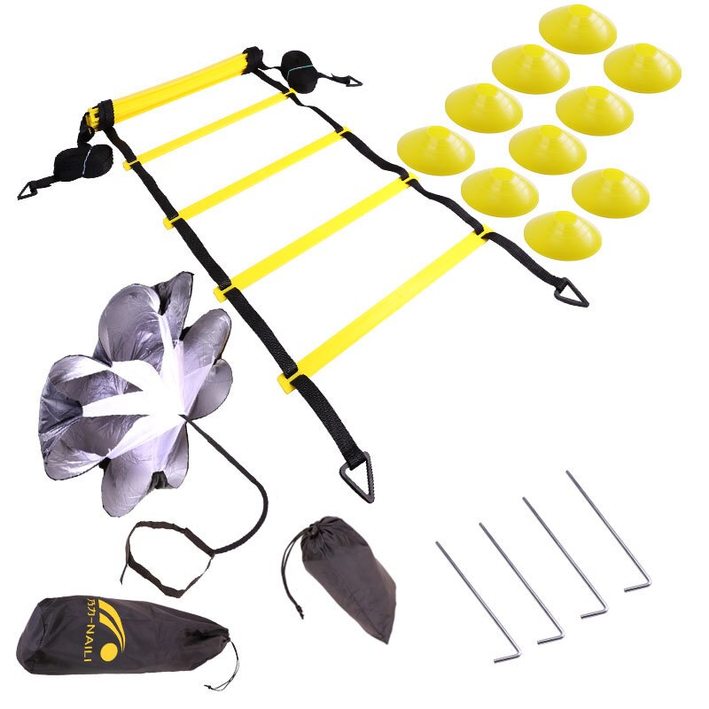 Soccer Training Equipment Endurance Football Training Agility Ladder Training Rope Drag Parachute Jump Ladder Training Set: YELLOW