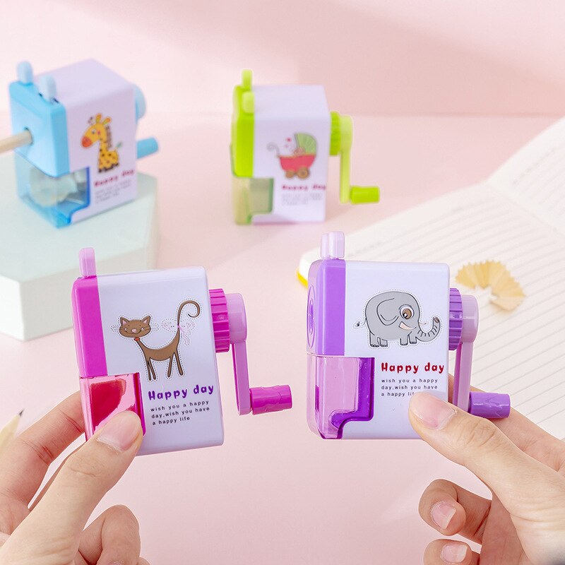 Sacapuntas de mano para niños, pluma de estudio de papelería Kawaii, 1 ud.