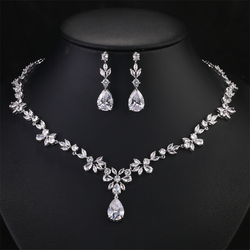 ZAKOL Luxe AAA Zirkoon Oorbellen Ketting Sieraden Set Prachtige Kristallen Dubai Bruiloft Sieraden