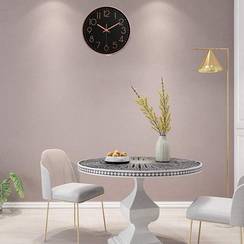 Large Digital Wall Clock for Living Room/Bedroom Decor Round Modern Atomic Mute Wall Clock 12Inch