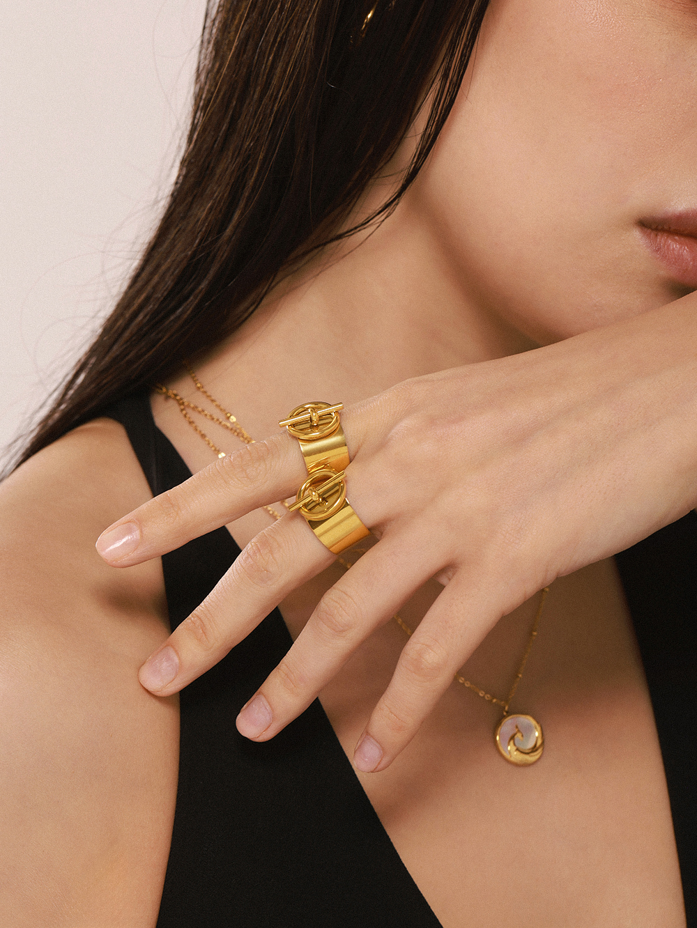 Anillos de acero inoxidable ajustables para mujer, anillo abierto Punk chapado en oro de 18K, accesorios de joyería de , para parejas