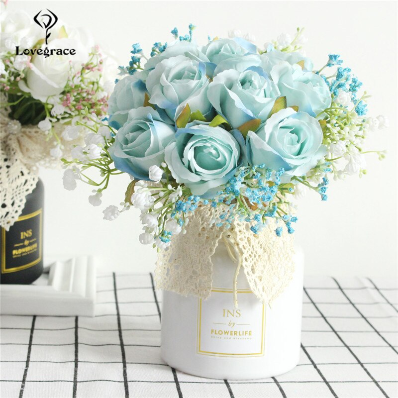 Bouquet de mariage mariée porte-main soie artificielle babyssouffle Rose fleurs dentelle petit Bouquet demoiselles d'honneur mariage décor Flores