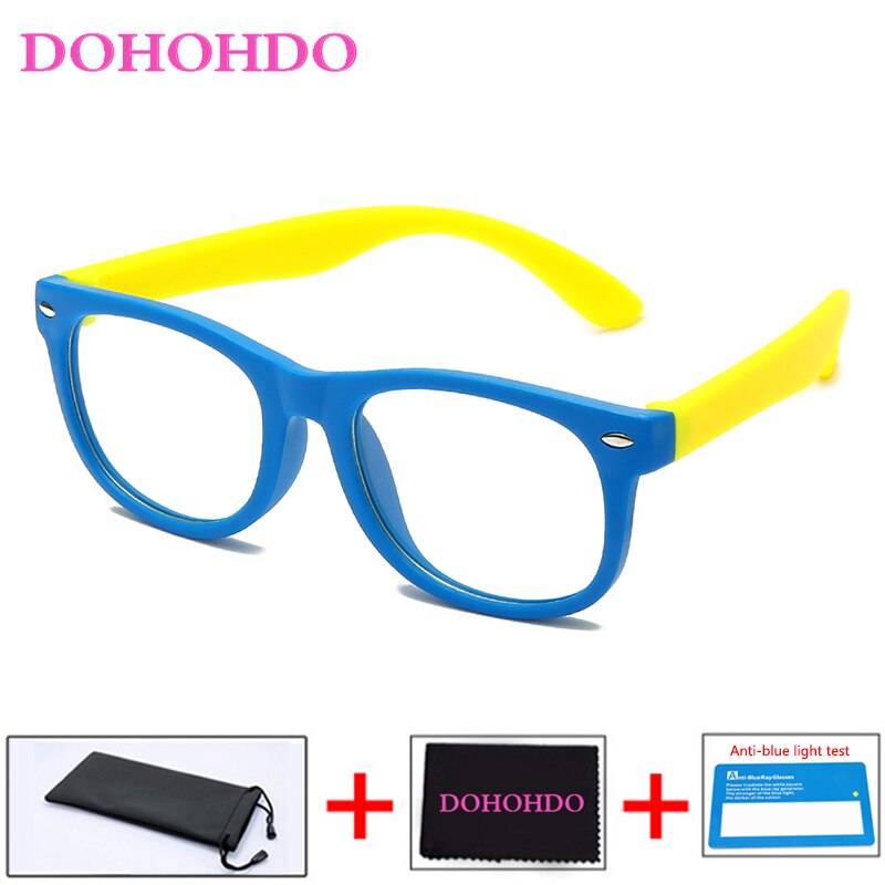 Dohohdo børn anti blå lys briller børn briller drenge piger klare briller oculos infantil  uv400 briller: Blå gul
