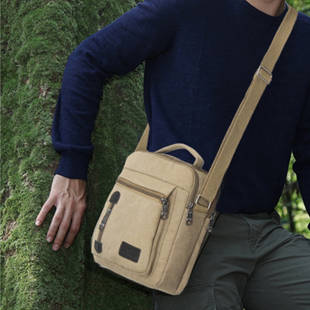 2020 moda seyahat iş gezisi tuval düz renk rahat iş omuzdan askili çanta Unisex postacı çantası