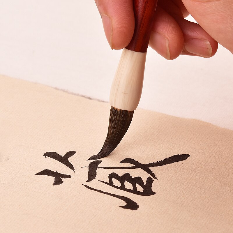 Pincel de pelo de conejo púrpura para caligrafía, pincel pequeño de bambú chino para escritura Regular, escritura de pelo de comadreja para principiantes, Tinta China