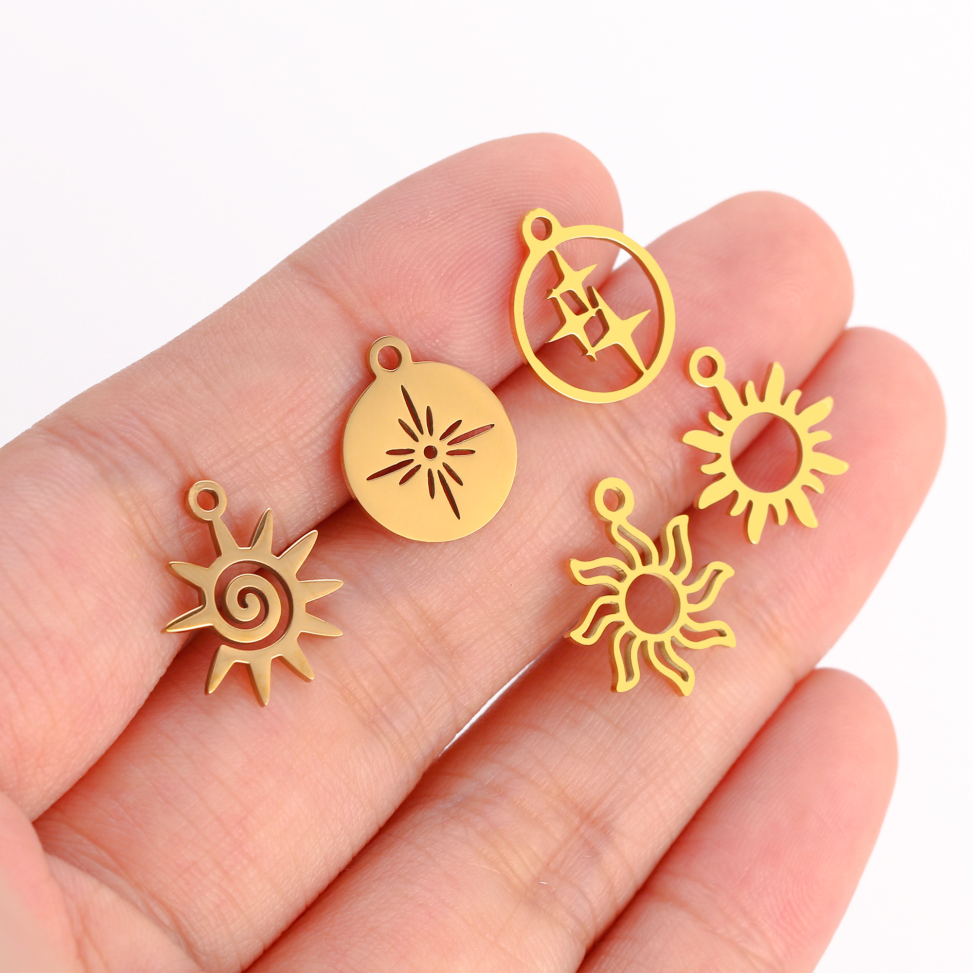Breloques lune, soleil et étoile en acier inoxydable, 5 pièces, accessoires de fabrication de bijoux, fournitures, collier, Bracelet, pendentifs célestes, résultats