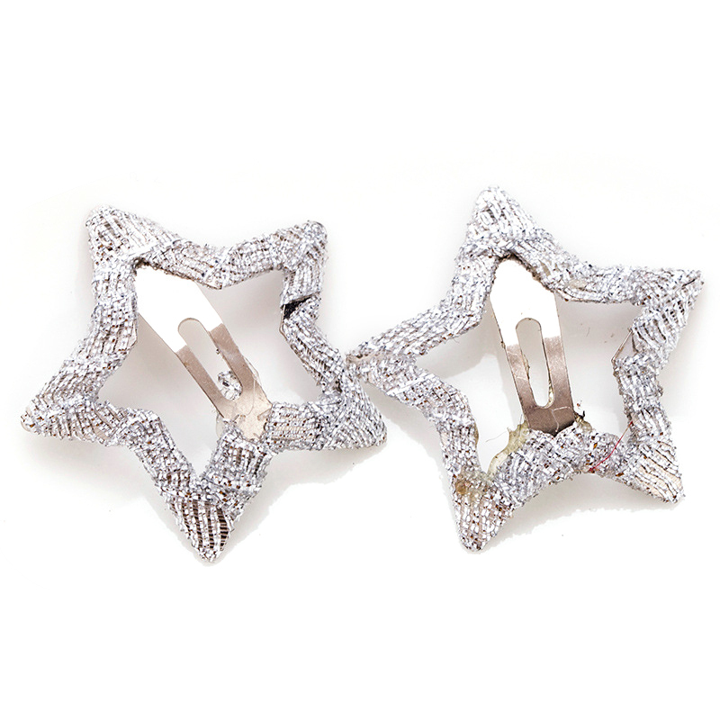 2/10 pçs estrela bebê hairpin gorgorão mini estrela grampo de cabelo meninas doce pano barrettes bonito headwear criança acessórios ferramentas estilo: Silver