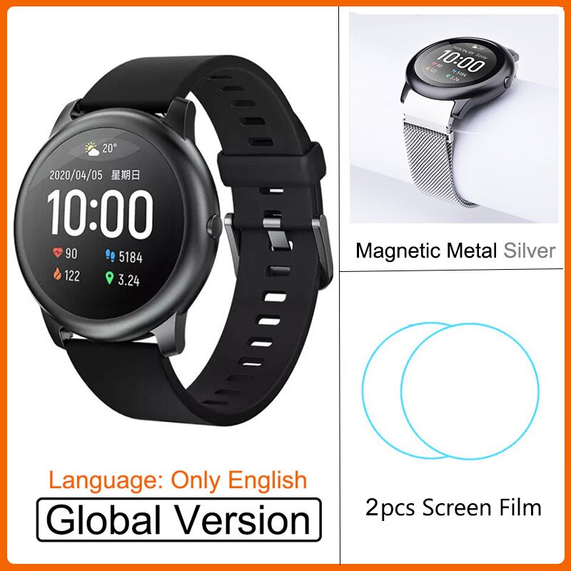 Youpin Haylou Solar LS05 Smart Uhr Sport Metall Herz Rate Schlaf Monitor IP68 Wasserdichte iOS Android Globale Version Für Xiaomi: Add Magnetic Silver