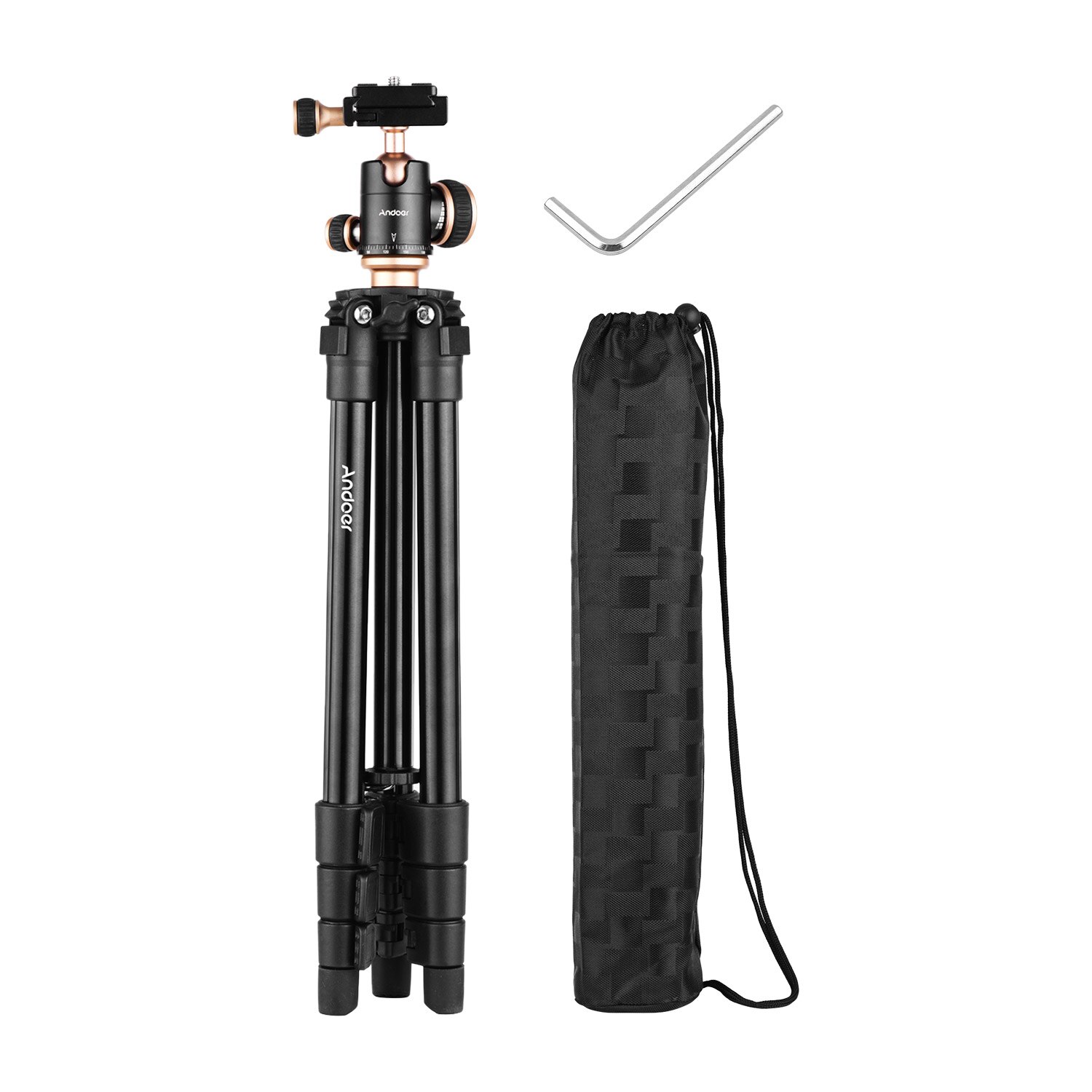 Andoer Q160SA Treppiedi di Macchina Fotografica Completa Treppiedi con Ballhead Panoramica Livella a Bolla Regolabile in Altezza Treppiede Portatile Da Viaggio