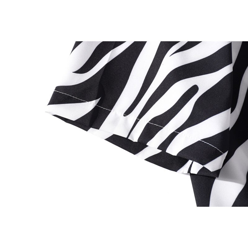 Herre zebra print skjorte afslappet strandprintede korte ærmer mænd kvinder hawaii oversize harajuku streetwear toppe