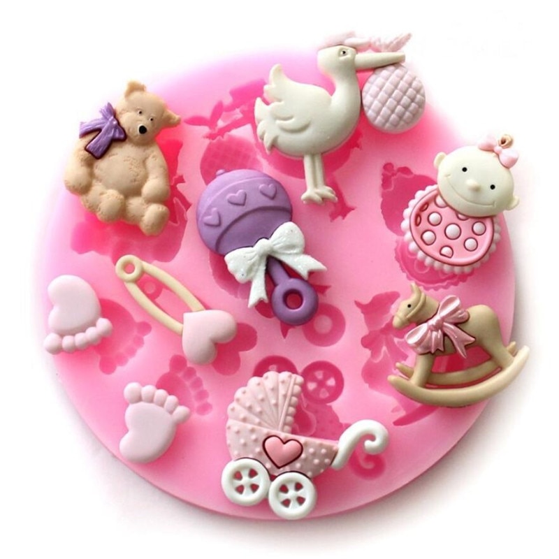 Baby Shower Party 3D Siliconen Fondant Mal Voor Taart Decoreren Cake Sugar Craft Chocolade Mallen Gereedschap Diy Fondant Gumpaste Mold