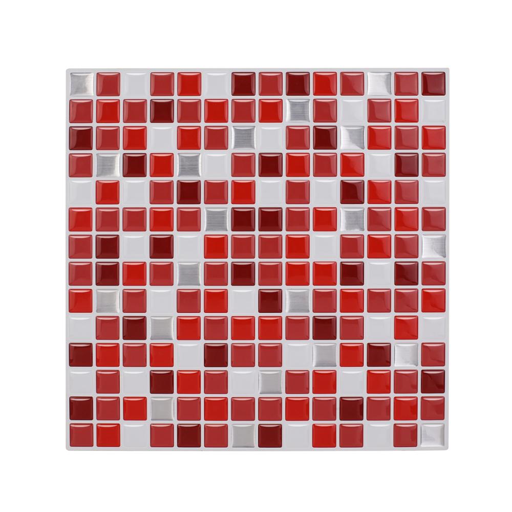 Vividtiles papier peint vinyle imperméable à la colle | Carreaux muraux en brique mosaïque argentée 3D écorce et bâton-1 feuille