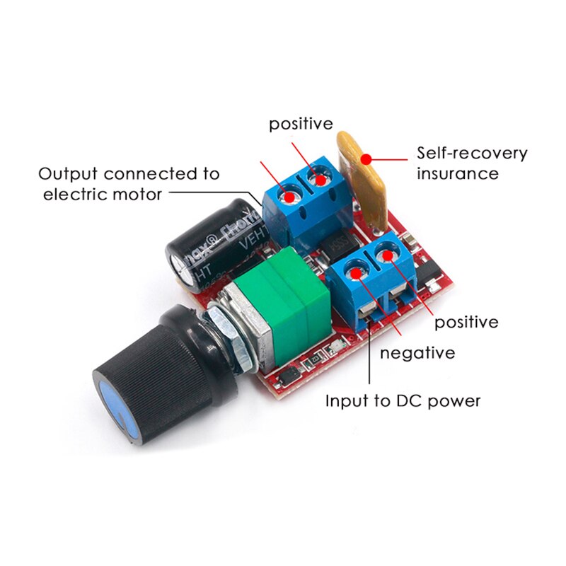 Mini 5A Pwm 90W Dc Motor Speed Controller Module -35V Led Dimmer