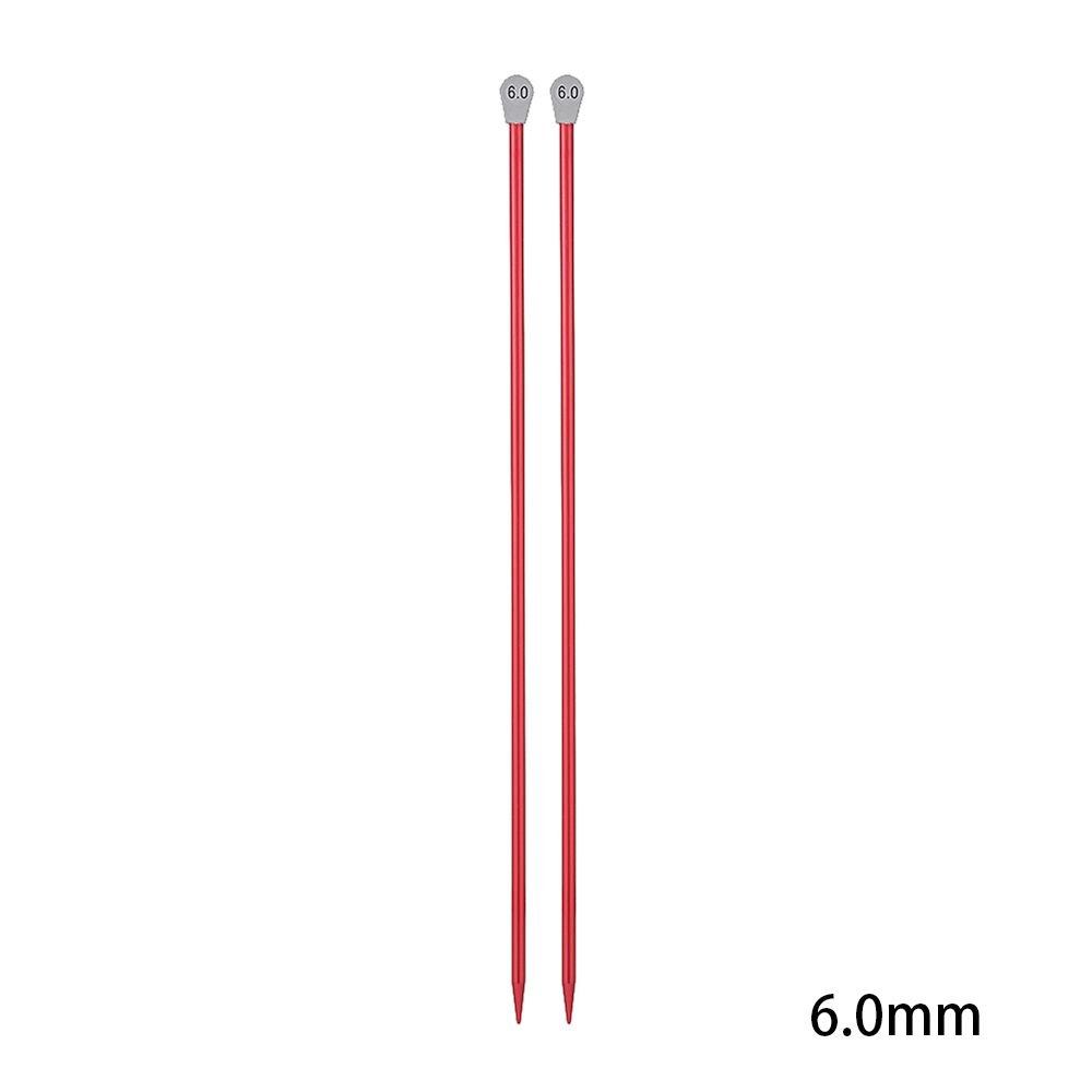 2Pcs/Set 35CM 2.0-12MM Single Pointed Knitting Needles Aluminum Straight Pins Sweater Scarf Weaving Tool Sewing Accessories: 6.0m