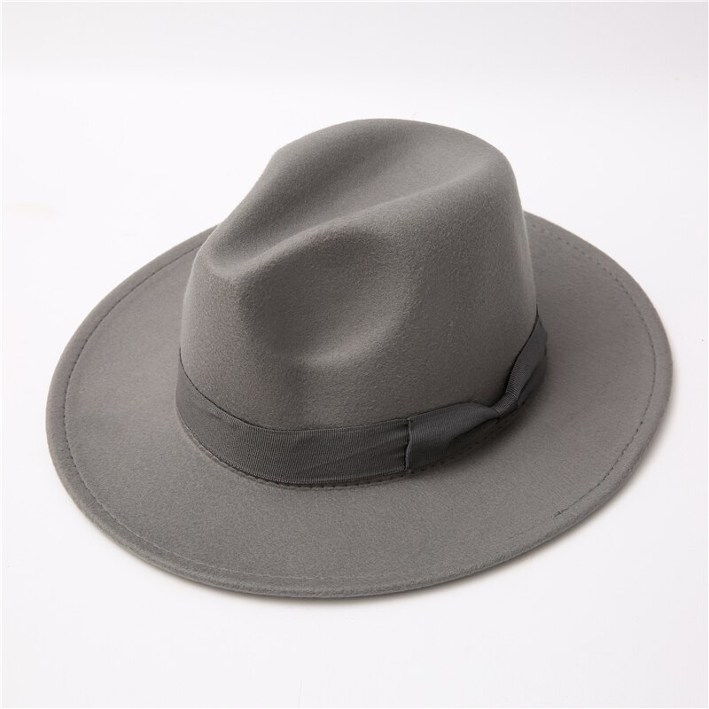 fedora hat women Bow ribbon band men hats wide brim classic beige white wedding church winter men women&#39;s hat gorras hombre: Army Green
