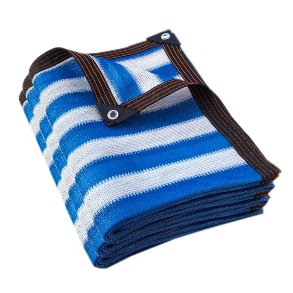 Blue White Stripes Anti-UV Sunshade Net Outdoor Awning Garden Swimming Pool Shade Net Succulent Plant Cover Shelter Shading Net