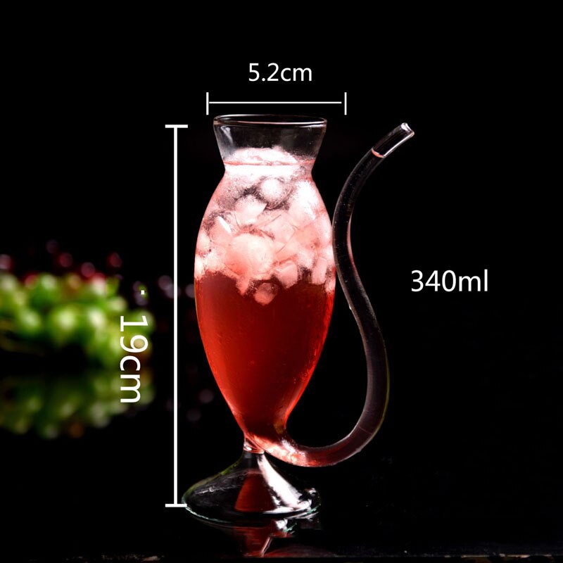 Wine Glass Cup Transparent Glassware Mug Cocktail Straw Cup With Built In Drinking Tube Straw For Home Kitchen Bar Party: D
