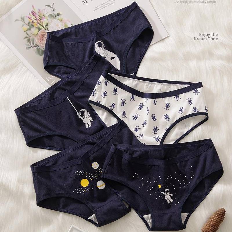 Calcinha com desenhos de animais fofos para mulher, roupa interior respirável de algodão macio plus size, lingerie sexy calcinha feminina