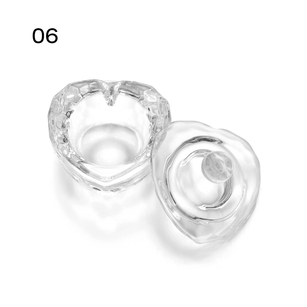 1PC Multi-styles Nail Crystal Bowl Cup Glass Dappen Dish Arcylic Powder Holder Container Nail Art Manicure Salon Nail Tool: 6