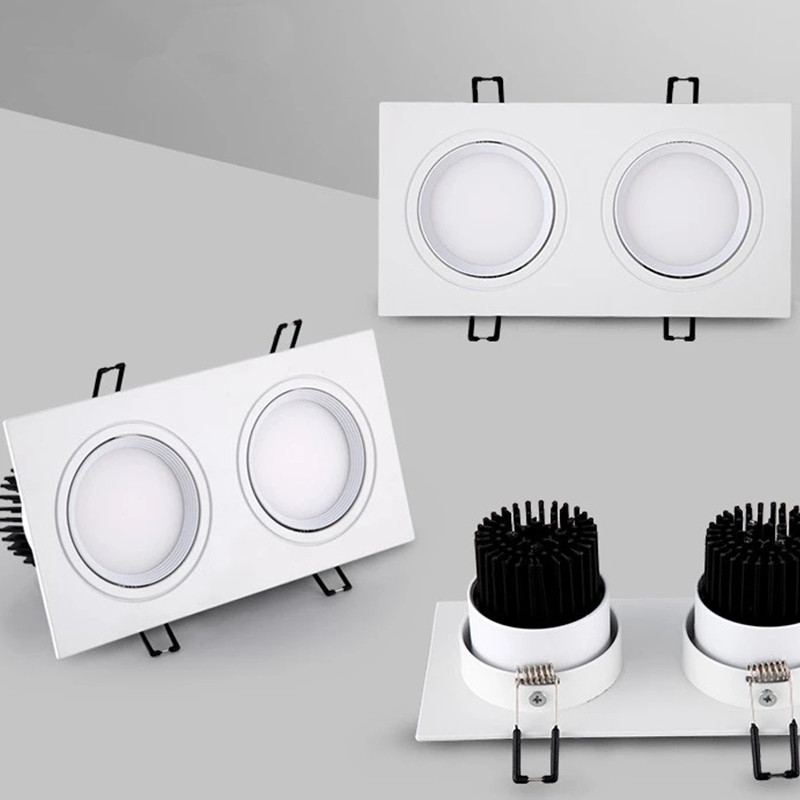 Glossy Square Recessed White Black LED Ceiling Light Dimmable LED COB7W 10W 14W 20W Decor AC85-265V
