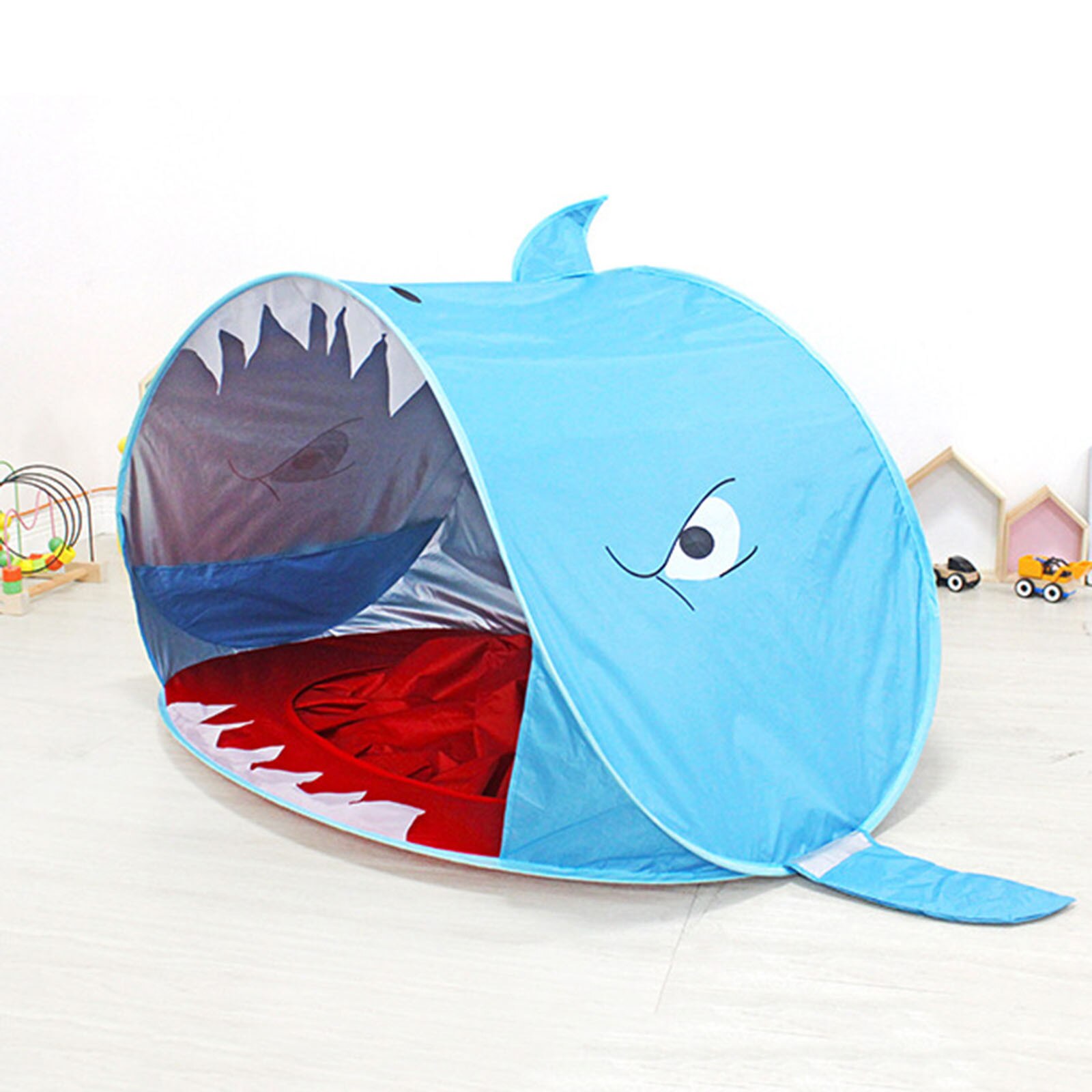 Kinder Outdoor Spielzeug Strand Zelt Cartoon Sharks Strand Zelt Wasserdichte Kinder Tragbare Bauen Im Freien Sonnencreme Schwimmen Pool