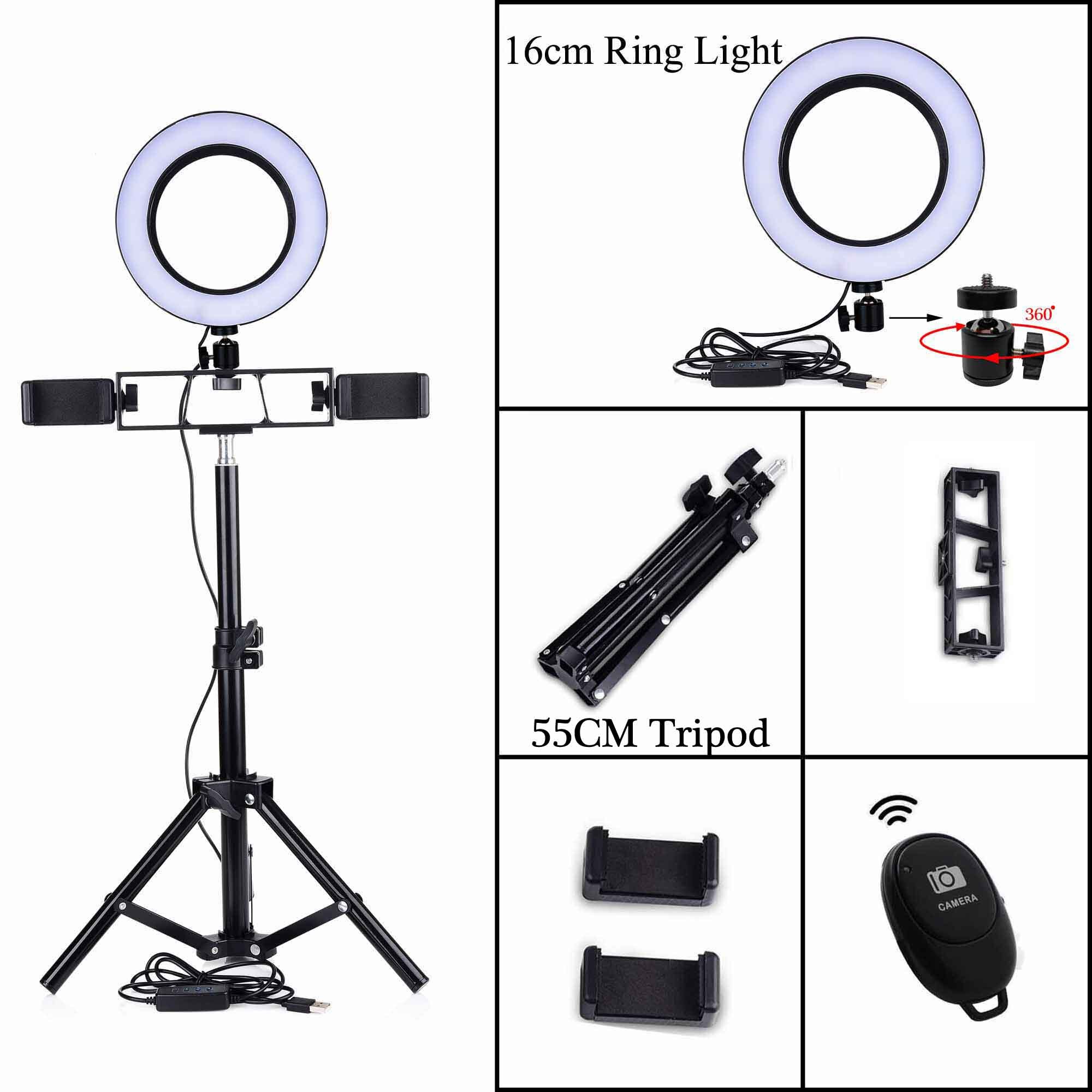 LED Ring Light with Bluetooth 10''/6'' Dimmable Kit 3200-5600K 55CM Tripod for Tik Tok Vlog Video Shooting Portrait: Red