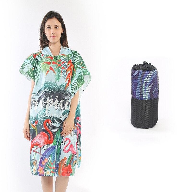 Hermosa toalla con capucha Floral para actividades al aire libre Toalla de playa de tela de microfibra, toallas estampadas de señora/natación, capa de buceo: 4