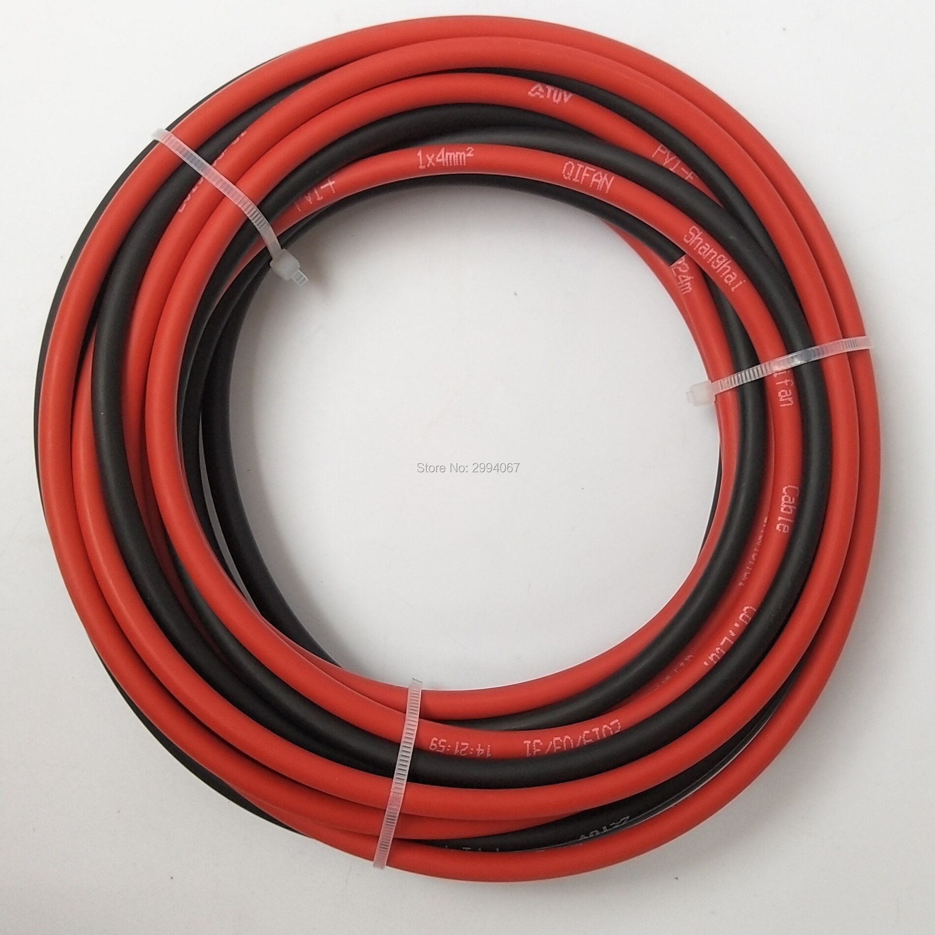 10AWG 6mm2 20m/15m/10m/5meter Solar PV Cable wire 6mm2 10AWG PV cable wire red and black cable XLPE jacket With TUV UL Approval