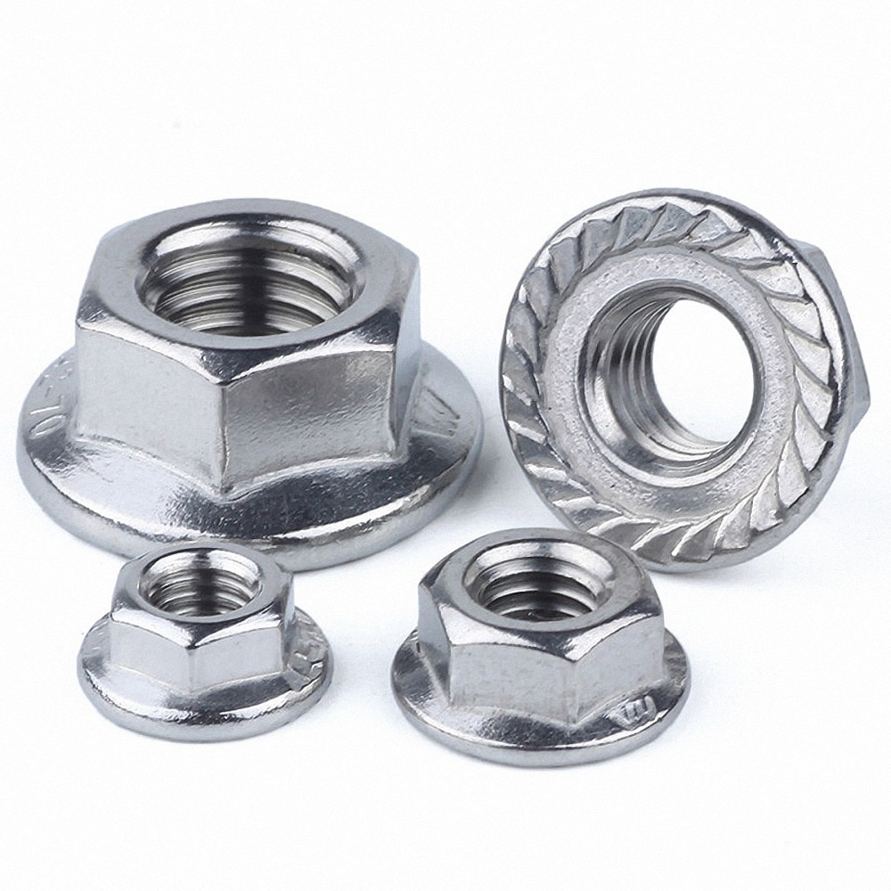 10Pcs Flange Serrated Hex Lock Nuts DIN6923 201 Stainless Steel Flange Nut Fit Metric M3 M4 M5 M6 M8 M10 Bolts & Screws