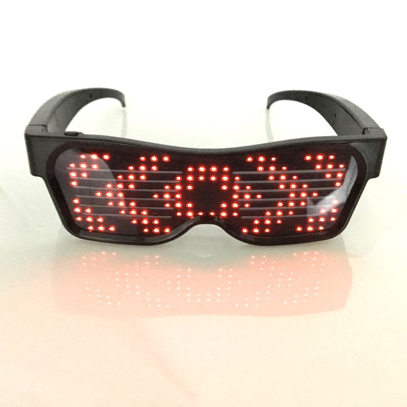 Smart Bluetooth LED Glasses Flashing Sunglasses Mobile Phone APP Connection Wireless Dynamic Pattern Eyewear: Red