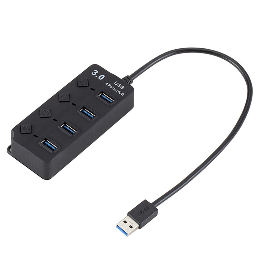 #45 Usb Hub 3.0 High Speed 4 Port Usb 3.0 Hub Splitter On/Off Schakelaar Met Eu/ us Power Adapter Voor Macbook Laptop Pc: Default Title