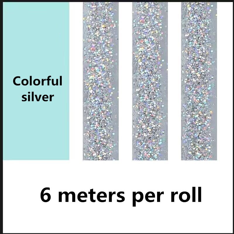 ,0.75Cm 6M/Roll Mildewproof Waterdicht Kloof Tape Zelfklevende Schoonheid Naad Muur Vloer Kloof Lijn Stickers keramische Tegel: Colorful silver