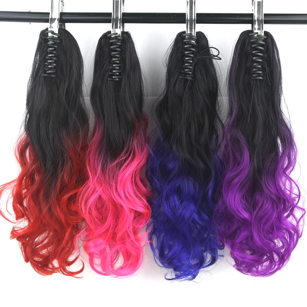 Soowee – Postiche Queue De Cheval synthétique à pince, 24 pouces, Extensions De cheveux ondulés gris ombré, Postiche Queue De Cheval