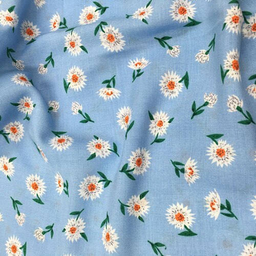 Tela de rayón con estampado de margaritas para primavera y verano, vestido de tela Floral pequeño, 45 hilos: 4
