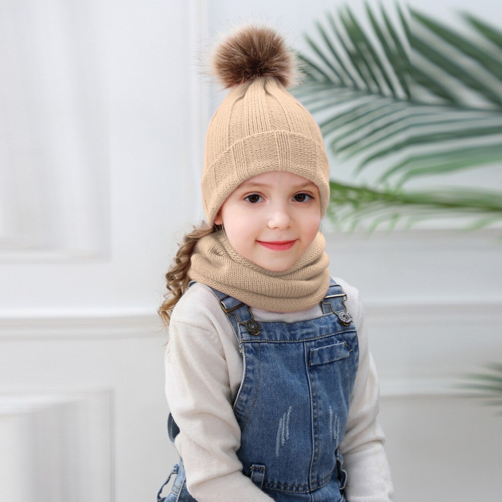 Ensemble bonnet écharpe pour enfants | Lot de 2 pièces, bonnet d'hiver en tricot torsadé solide, mignon écharpe chaude, chapeau czapka i komin colortin