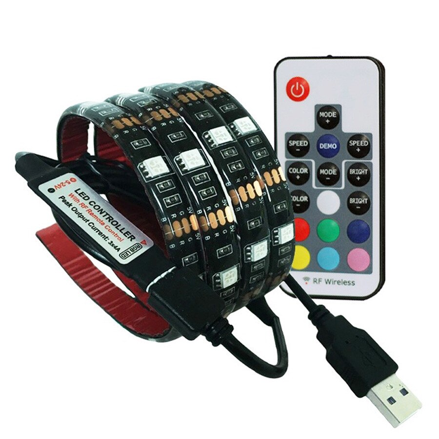 Dc 5V Led Licht Waterdichte Rgb Strip Smd 5050 60Leds/M Led Strip Lamp Tape Op Tv backlight Met Rgb Controller 17 Key Led Lamp