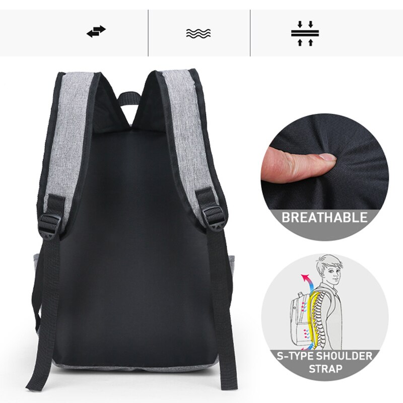 Menn laptop ryggsekk vanntett ryggsekk mannlig reise bagpack grå farge college skolesekk for tenåringsgutter mochila masculina